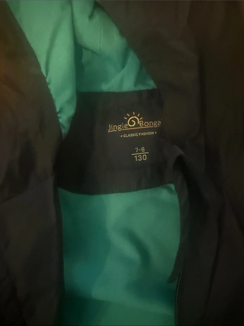 Children's Navy Rain Jacket with Teal Lining